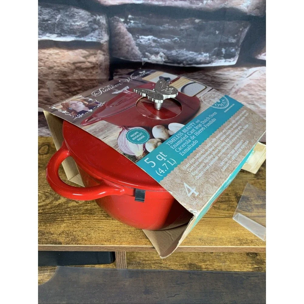 Retired Pioneer Woman Timeless Beauty Red Enameled Cast Iron 5 Qt Dutch Oven NIB